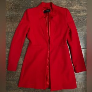 Zara red long tailored blazer